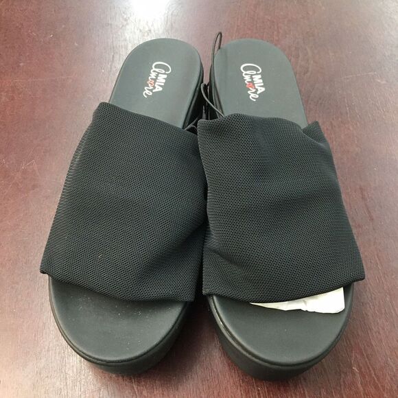 NWT Mia Amore Black Wedge Sandals Size 8 Womens - Picture 6 of 12